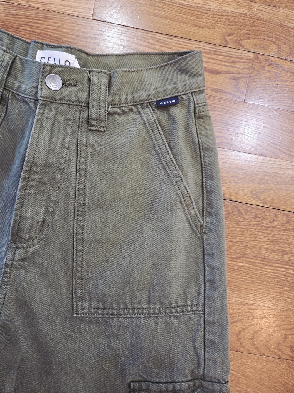 Cello Denim Wide-leg Cargo Pants High Rise Size 1 Olive - Picture 9 of 10